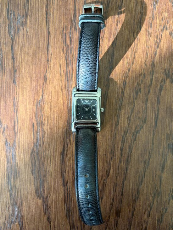 Emporio Armani, Women\'s Rectangular Dress Watch, Black Dial, Leather Strap main image 5